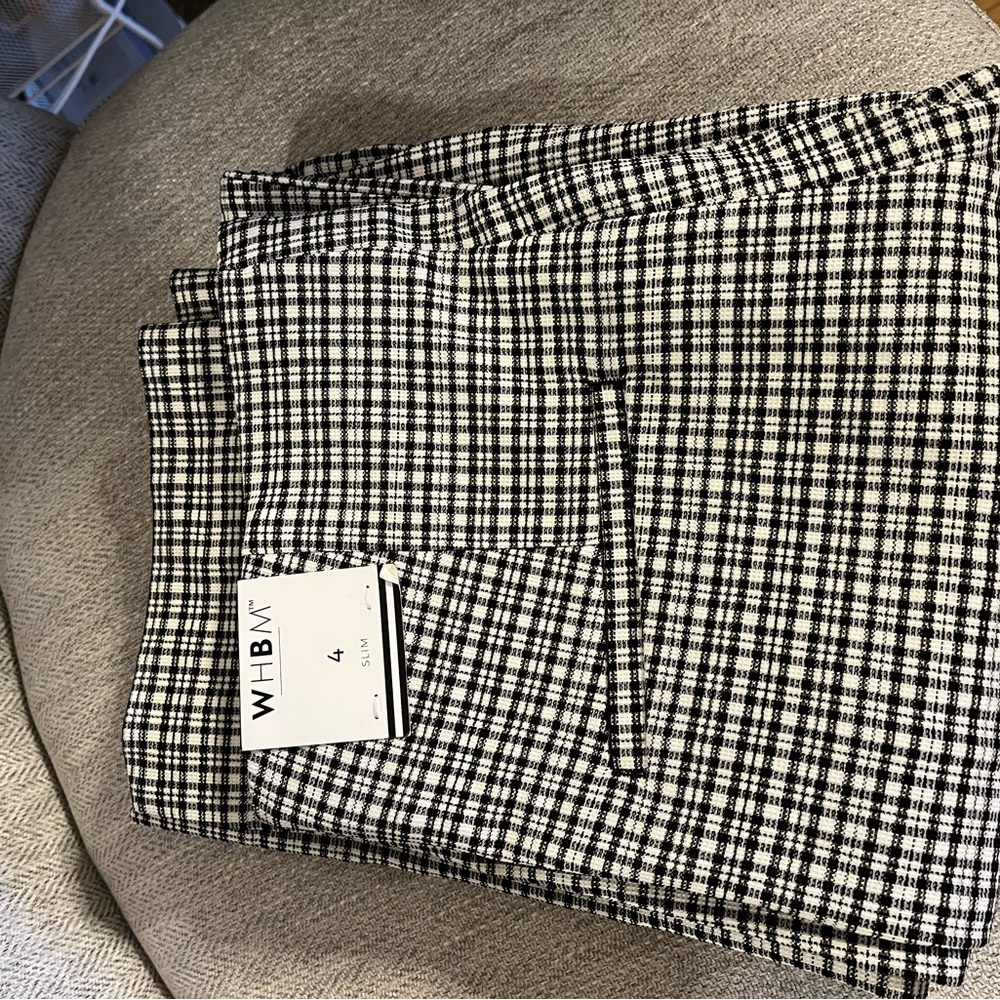 White House Black Market Monochrome Checkered Trousers